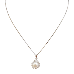 Cadena de plata con Perla de Rio y Circonias