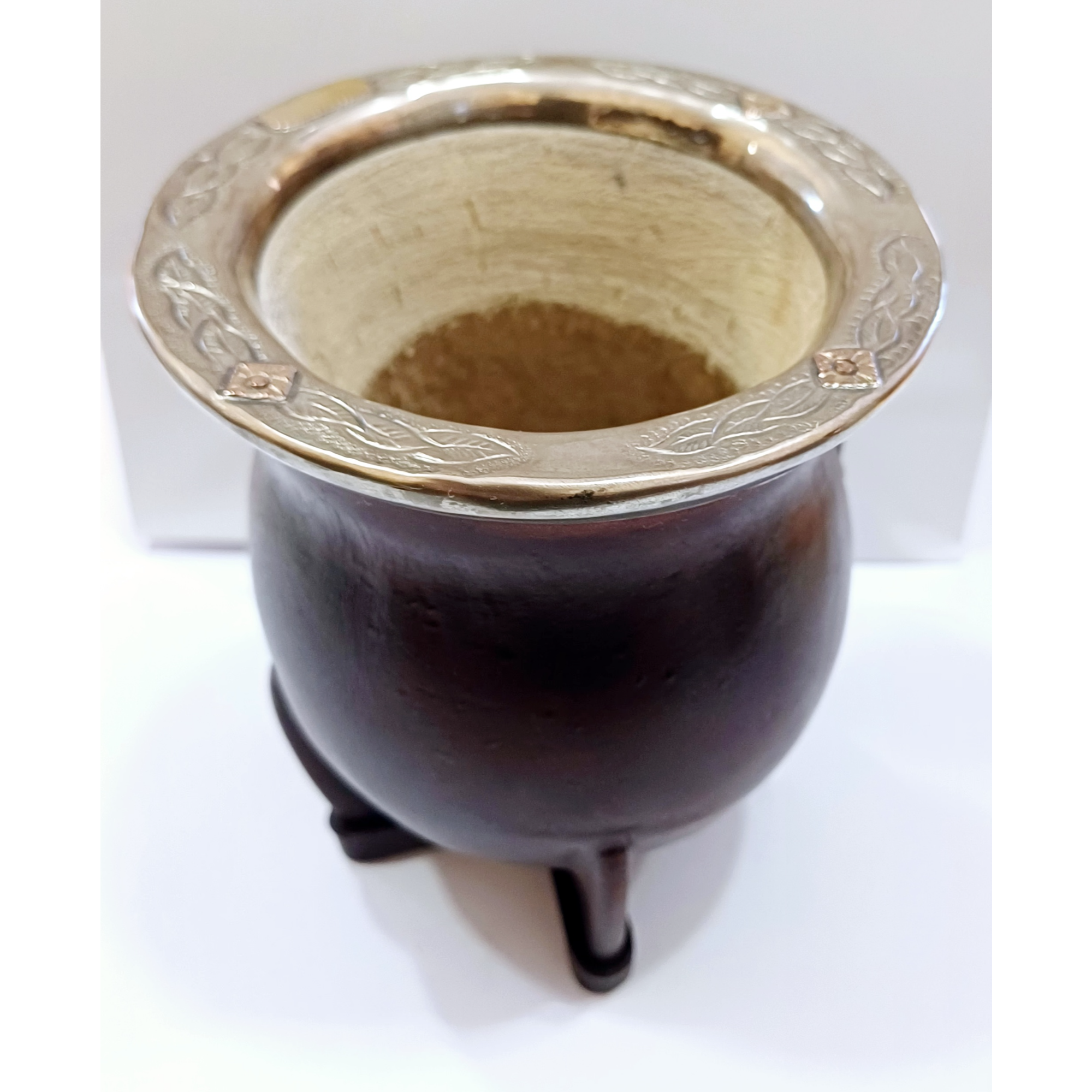 Mate Poro Modelo Camionero boquilla de plata y oro - Imagen 3