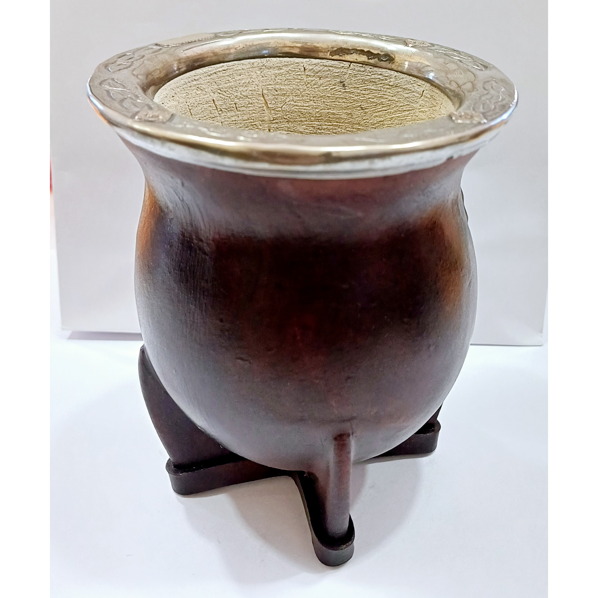 Mate Poro Modelo Camionero boquilla de plata y oro - Imagen 2