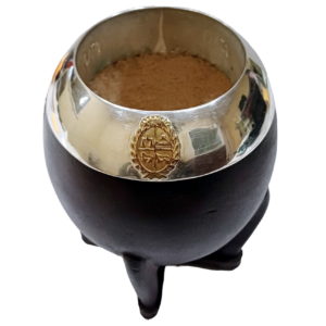 Mate Poro Modelo Torpedo Escudo Uruguay boquilla de plata y oro