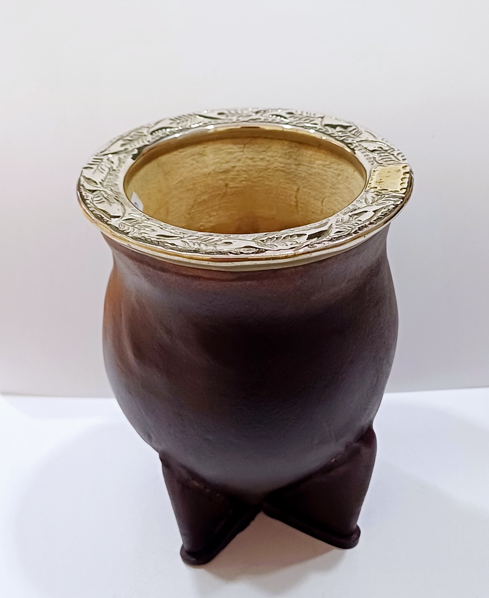 Mate Poro Modelo Camionero boquilla de alpaca y bronce - Imagen 2