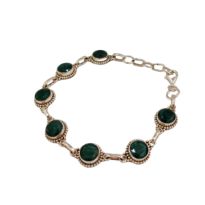 Pulsera de plata con 7 piedras esmeralda