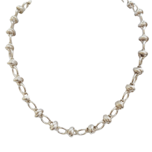 Cadena combinada en plata argollas y nudos