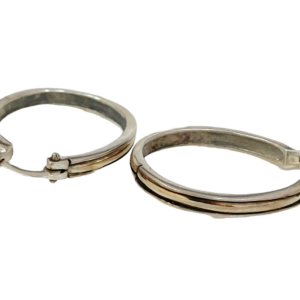 Aros oval en plata con apliques en oro