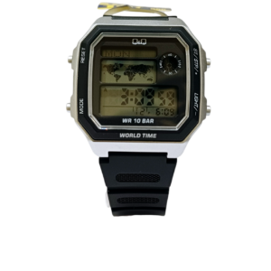 Reloj Digital "Q&Q" malla PVC negro.