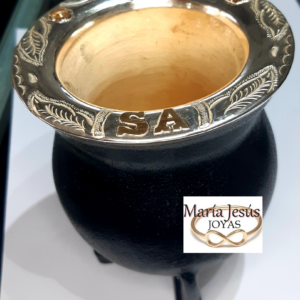 Mate de Poro Modelo Camionero Personalizado boquilla de plata y 2 letras en oro