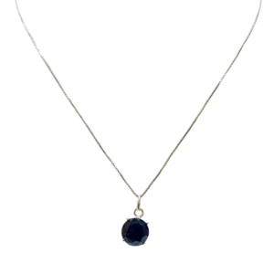 Cadena de plata con dije cubic azul