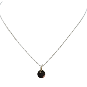 Cadena de plata con dije de chapita para grabar