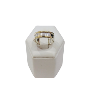 Anillo bombe en plata con bordes en oro