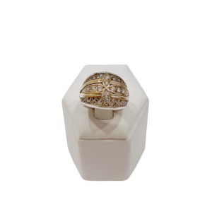 Anillo figuras plata y oro con circonias