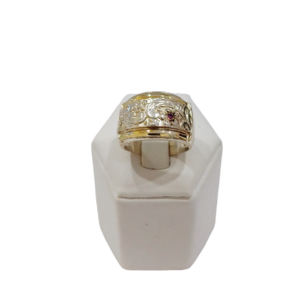 Anillo figuras plata y oro con piedra