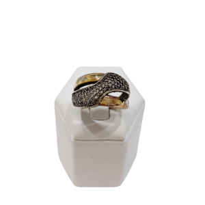 Anillo plata y oro con circonias
