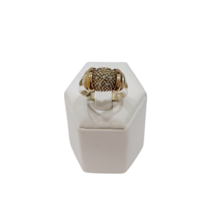 Anillo bombe plata y oro con circonias