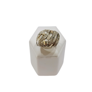Anillo bombe figuras en plata y oro