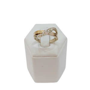 Anillo plata y oro con circonias