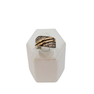 Anillo plata y oro con circonias