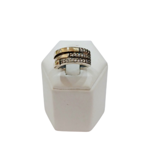Anillo plata y oro con circonias