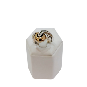 Anillo plata y oro con circonias