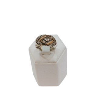Anillo plata y oro con circonias