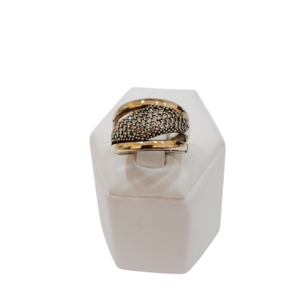 Anillo plata y oro con circonias