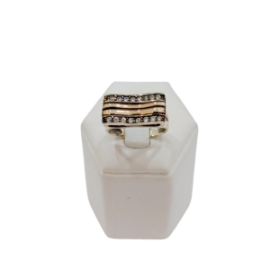 Anillo plata y oro con circonias