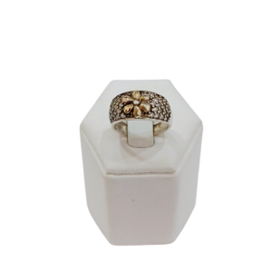 Anillo flor plata y oro