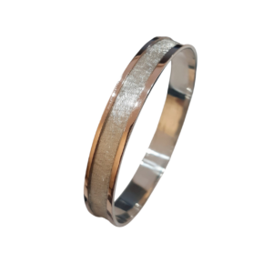 Esclava rayada en plata 10 mm. con bordes en oro 9 kilates