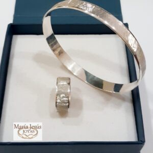 Conjunto esclava y anillo en plata 10 mm