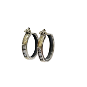 Aros de plata y oro con circonias