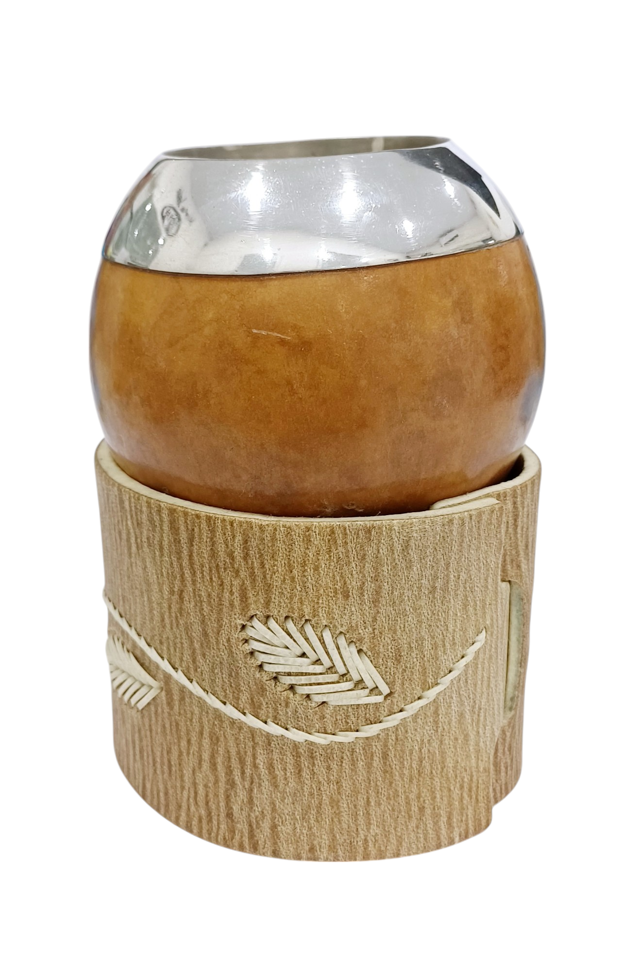 Mate de poro Modelo torpedo boquilla de plata y soporte de cuero
