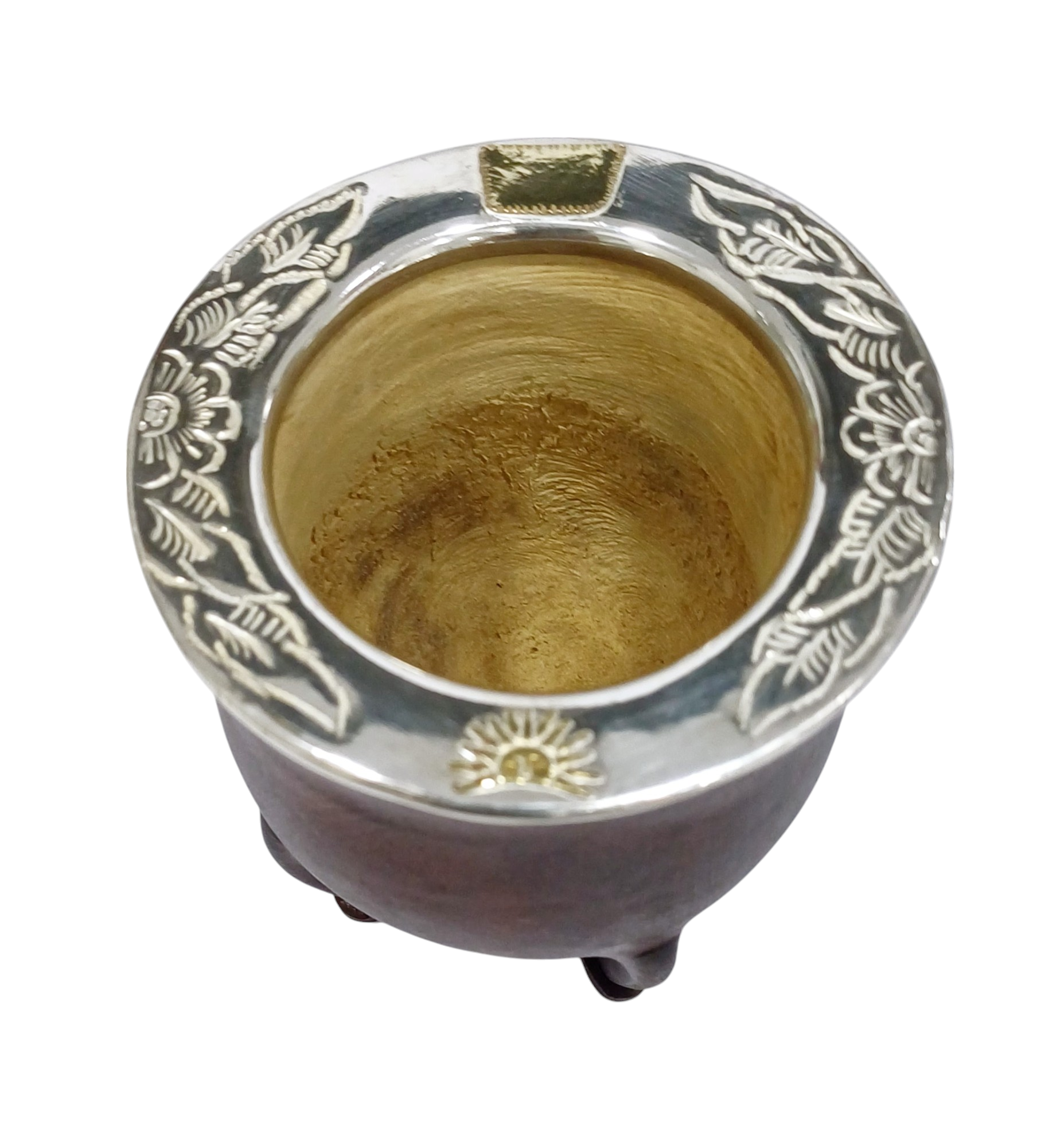Mate Poro Modelo Camionero con 2 apliques en oro
