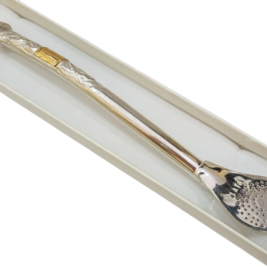 Bombilla de plata con aplique y pico laminado en Oro