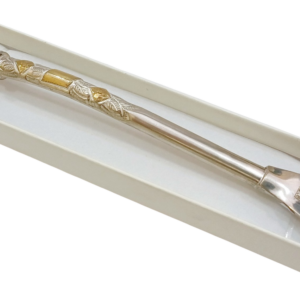 Bombilla de plata con 3 apliques en oro