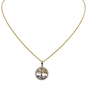 Cadena de Oro 10 kilates con dije de árbol de la vida