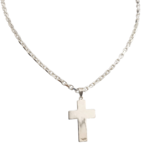 Cadena forcet en plata con cruz bombé