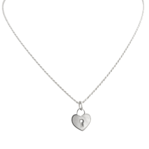 Cadena de plata con corazon llave con nacar