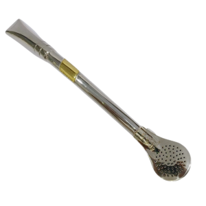 Bombilla de alpaca con un aplique en bronce