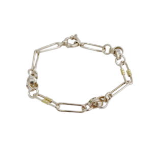 Pulsera eslabon largo plata y oro
