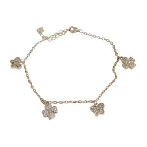 Pulsera mariposa y treboles en plata