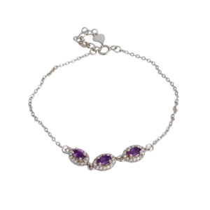 Pulsera de plata con piedra amatista y circonias