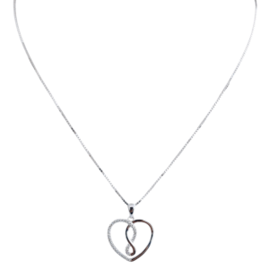Cadena de plata con dije de corazon e infinito