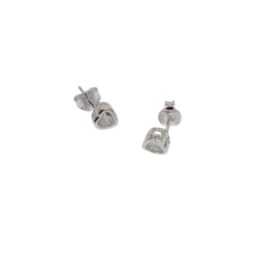 Caravanas corazon en plata con cubic mediano