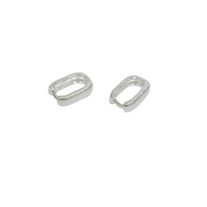 Aros oval rayados en plata
