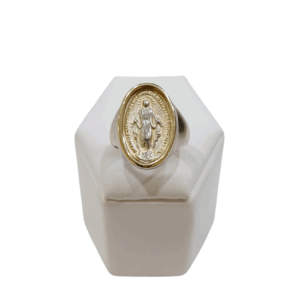 Anillo Virgen Milagrosa plata y oro