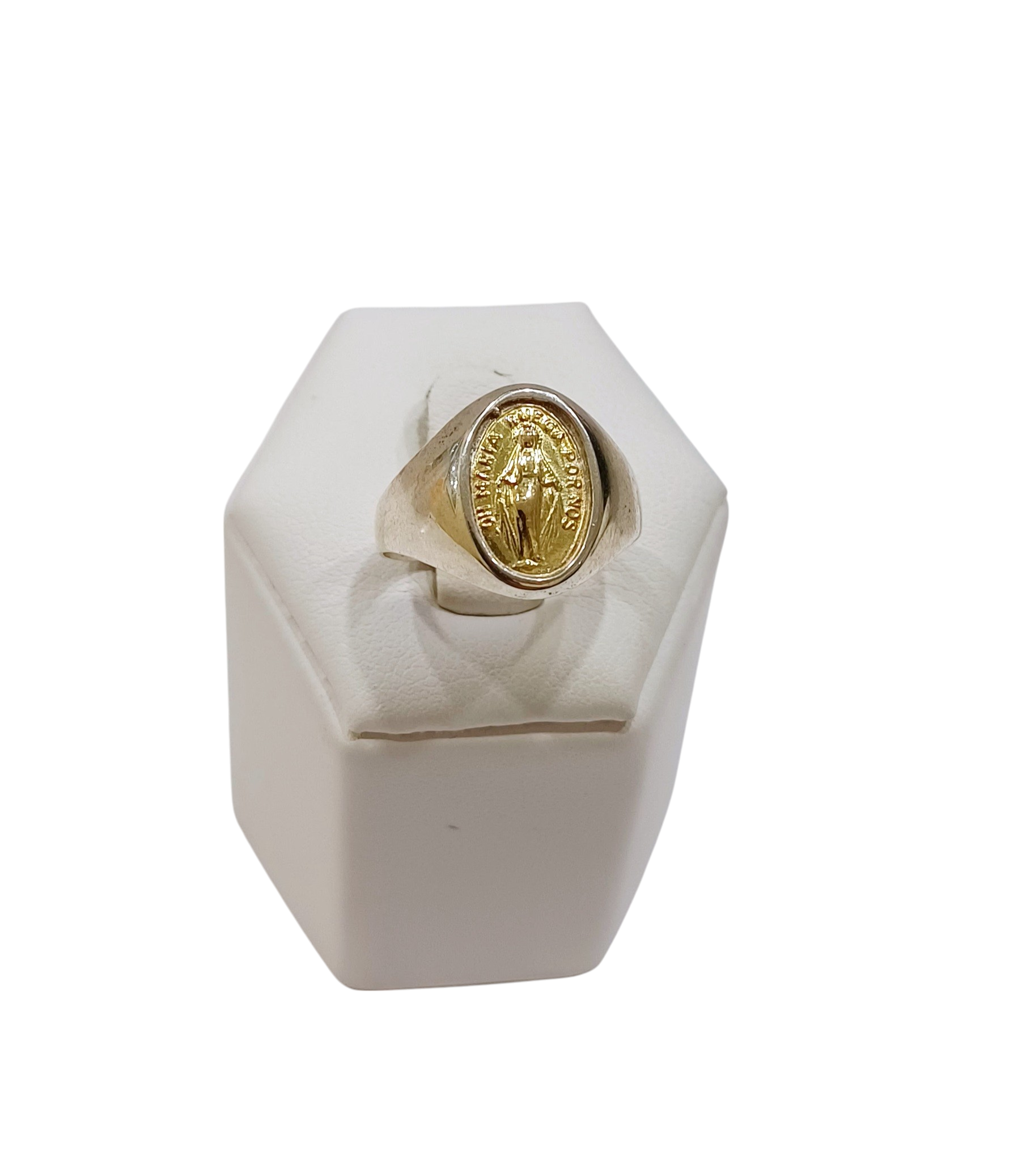 Anillo Virgen Milagrosa plata y oro