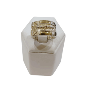 Anillo Cristo en plata y oro