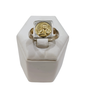 Anillo ángel de la guarda plata y oro