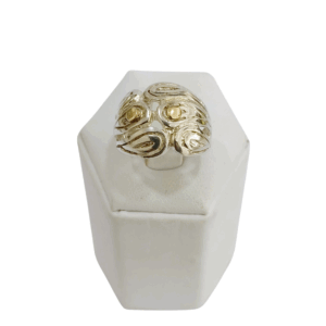 Anillo calado formas plata y oro