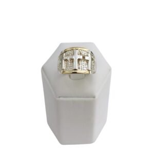 Anillo plata y oro con cruces