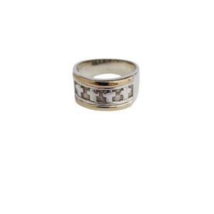 Anillo plata y oro con cruces
